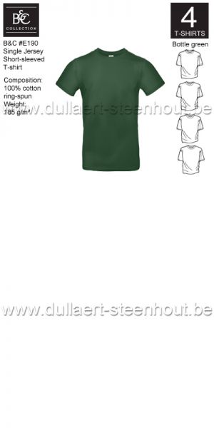 B&C - E190 T-shirt Single Jersey - bottle green - 4 STUKS PROMOTIE