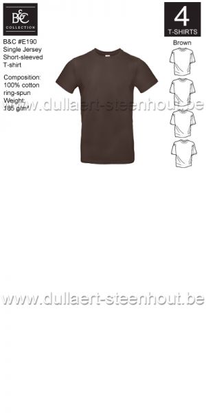 B&C - E190 T-shirt Single Jersey - brown - 4 STUKS PROMOTIE