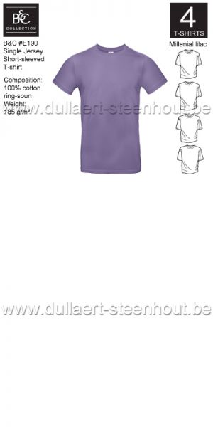 B&C - E190 T-shirt Single Jersey - millenial lilac - 4 STUKS PROMOTIE