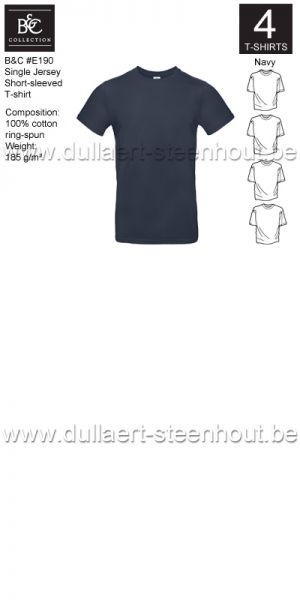 B&C - E190 T-shirt Single Jersey - navy - 4 STUKS PROMOTIE