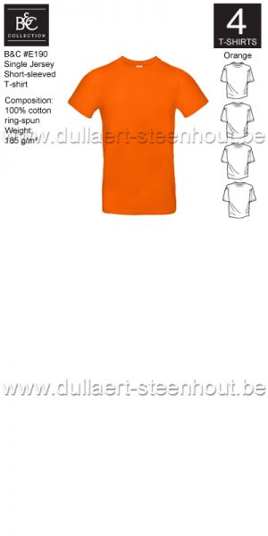 B&C - E190 T-shirt Single Jersey - orange - 4 STUKS PROMOTIE