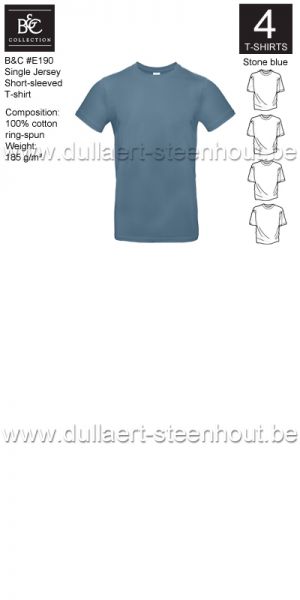B&C - E190 T-shirt Single Jersey - stone blue - 4 STUKS PROMOTIE