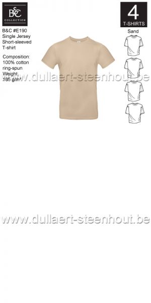 B&C - E190 T-shirt Single Jersey - sand - 4 STUKS PROMOTIE