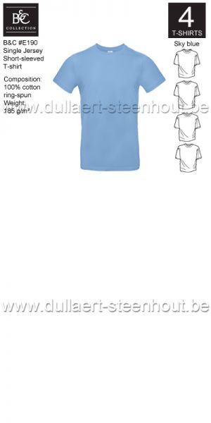 B&C - E190 T-shirt Single Jersey - sky blue - 4 STUKS PROMOTIE