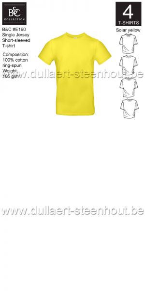 B&C - E190 T-shirt Single Jersey - solar yellow - 4 STUKS PROMOTIE