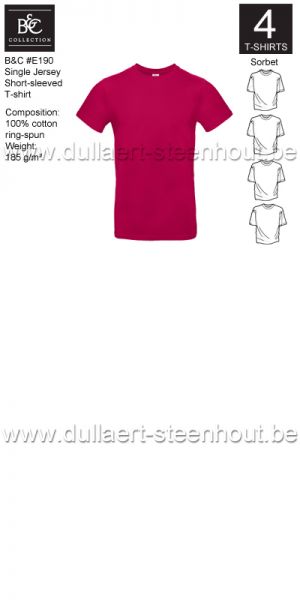 B&C - E190 T-shirt Single Jersey - sorbet - 4 STUKS PROMOTIE