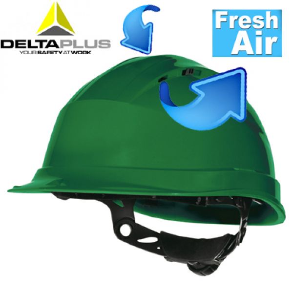 Deltaplus Quartz UP IV Groene geventileerde werfhelm/bouwhelm met Rotor®-systeem