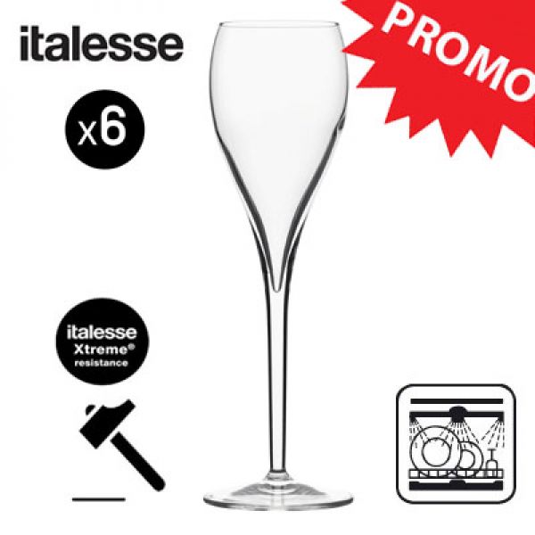 Italesse Set van 6 champagneglazen / cavaglazen Privé 