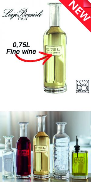 Luigi Italia - Wijnfles in glas met ijkstreep 0,75L voor witte- / rode- / rosé wijn