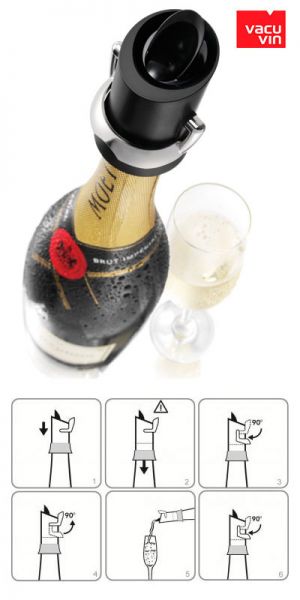 Vacu Vin - Champagne schenk- en afsluitdop