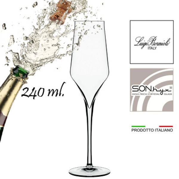 6x Luigi Bormioli kristallen Champagne-glazen 25 cl.