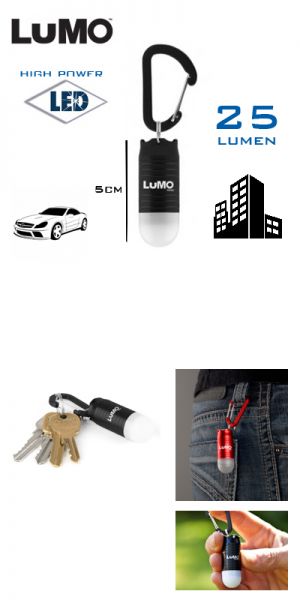 LUMO - Super compacte aluminium LED sleutelhanger - black