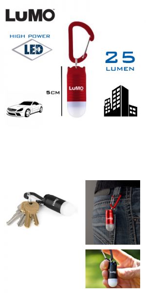 LUMO - Super compacte aluminium LED sleutelhanger - red