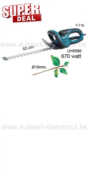 Makita -  UH5580 Elektrische heggenschaar 670W met bladlengte 55 cm.