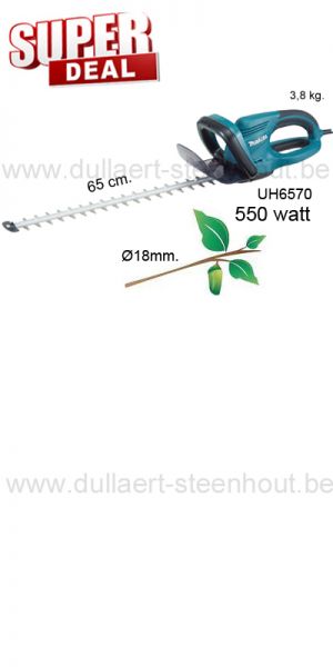 Makita -  UH6570 Elektrische heggenschaar 550W met 65 cm. bladlengte