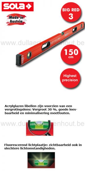 Dullaert-Steenhout Ninove | Sola RED - Aluminium buisprofiel waterpas 150 CM