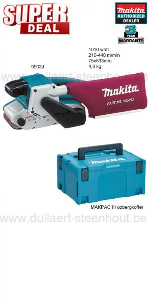 Makita -  9903J Bandschuurmachine 75 x 533 mm - 1010 Watt