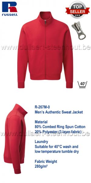 Russell -  Authentic Sweat Jacket 267M - Rood