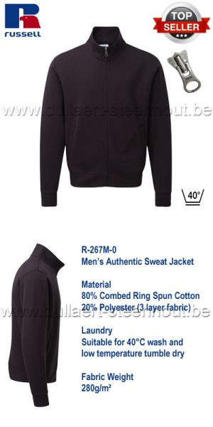 Russell - Authentic Sweat Jacket 267M - Zwart