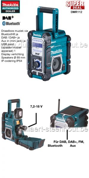 Makita - DMR112 7,2-18V Bouwradio / werfradio met Bluetooth en DAB+