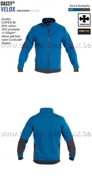 DASSY® Velox (300450) Sweater met rits - azuurblauw/grijs