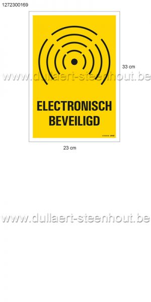Pickup - pictogram ELECTRONISCH BEVEILIGD 23x33cm hard kunststof