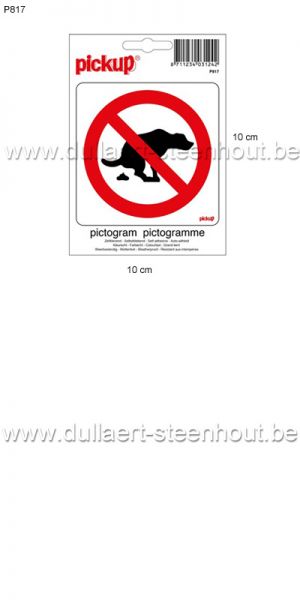 Pickup - Pictogram sticker Dierlijke uitwerpselen verboden 10x10cm - P817