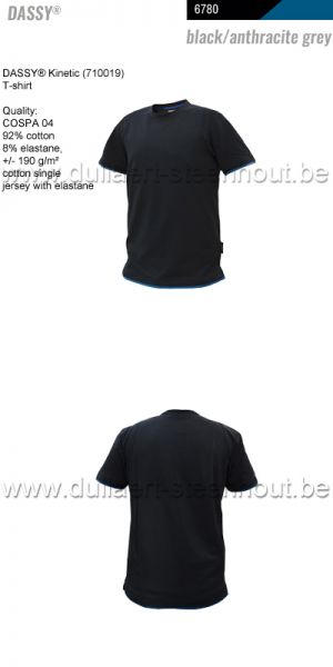 DASSY® Kinetic (710019) Tweekleurige T-shirt / hoge kwaliteit - kleurcode zwart-azuurblauw