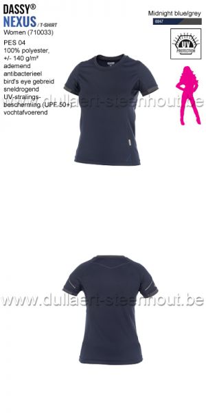 DASSY® Nexus Women (710033) T-shirt voor dames - nachtblauw/grijs