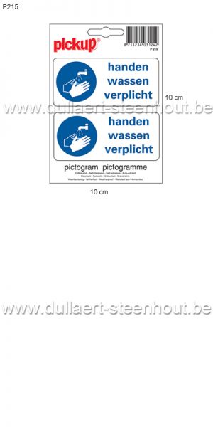 Pickup - Pictogram sticker HANDEN WASSEN VERPLICHT 10x10cm - P215