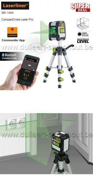 Laserliner - CompactCross-Laser Pro  Kruislijnlaser 2 lijnen - Groen - 40m - Bluetooth 