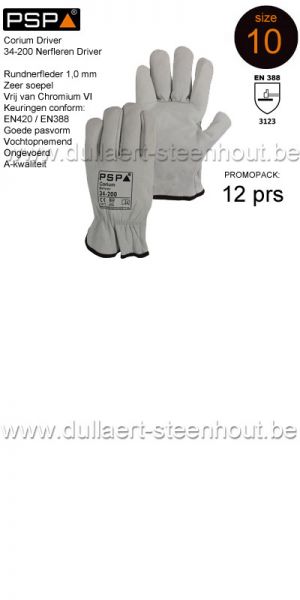 PSP - Nerfleren soepele werkhandschoenen Corium 34-200 - maat 10 / XL - 12 PAAR