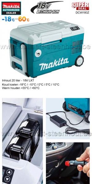 Makita W180Z  Thermo-elektrische koelbox 18V - 230V AC DC W180Z 