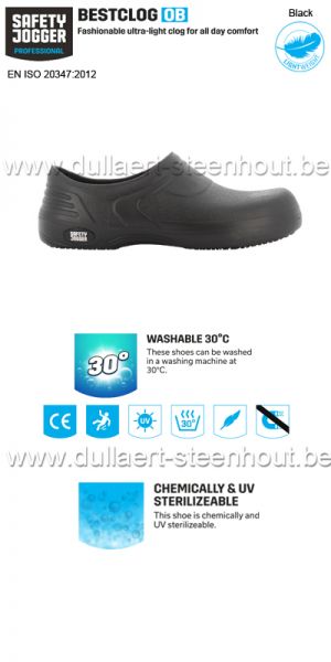 Safety Jogger BESTCLOG 010808 Modieuze ultralichte klomp voor dagelijks comfort - zwart