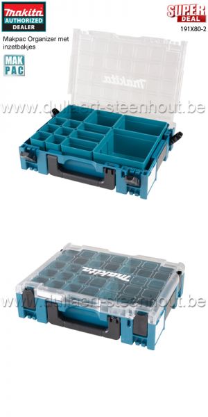 Makita 191X80-2 | Mbox met transparant deksel en 13 uitneembare bakjes 