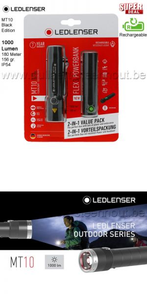 Led Lenser MT10 zaklamp Black edition + Flex 3 powerbank - 502491