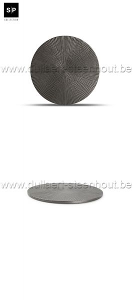 S|P Collection Onderzetter 20cm geribbeld zwart/grijs Charm
