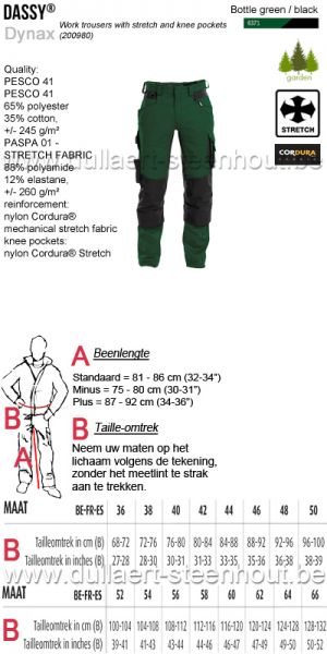 DASSY® Dynax (200980) Werkbroek met stretch en kniezakken - Bottle green / black