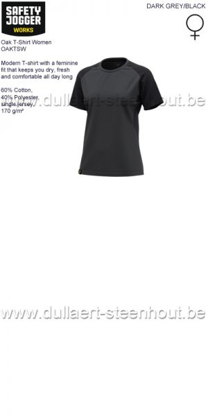 Safety Jogger Oak t-shirt dames OAKTSW droog, fris en comfortabel - DARK GREY/BLACK