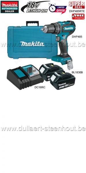 Ultimate power deal Makita DHP485RFE accu klopboor-schroefmachine met 2x accu BL1830