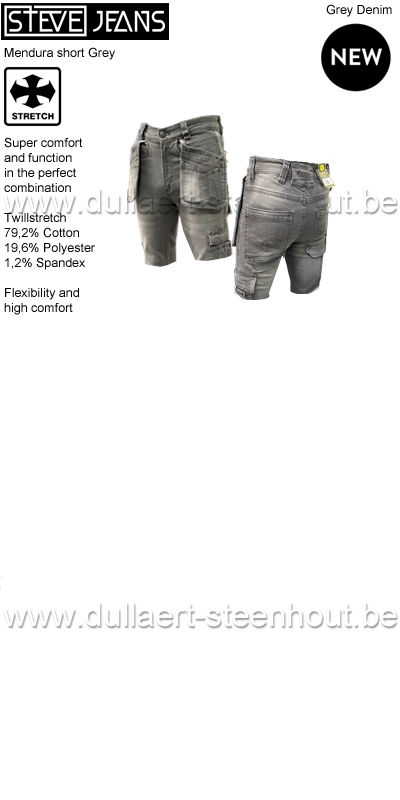 STEVEJEANS Comfortabele stretch werkshort Mendura - Grey