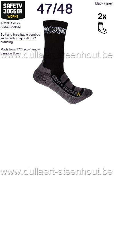 SAFETY JOGGER 2 PAAR AC/DC Sokken ACSOCKBAM - zwart/grijs - maat 47/48