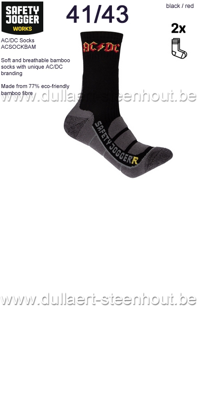 SAFETY JOGGER 2 PAAR AC/DC Sokken ACSOCKBAM - zwart/rood - maat 41/43