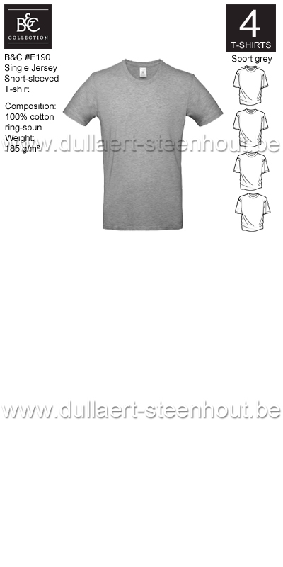 B&C - E190 T-shirt Single Jersey - sport grey - 4 STUKS PROMOTIE