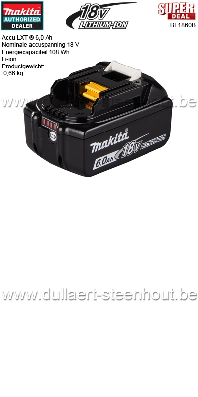 Makita Accu LXT ® 18V6.0 Ah - BL1860B 