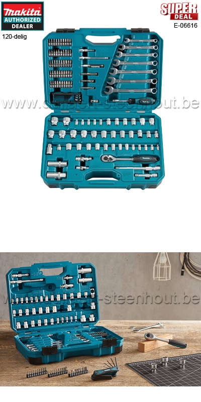 Makita E-06616 Gereedschapset in koffer - 120-delig