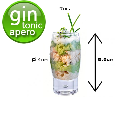 GIN TONIC APERO - 6 aperitiefglaasjes Bubble 7cl.