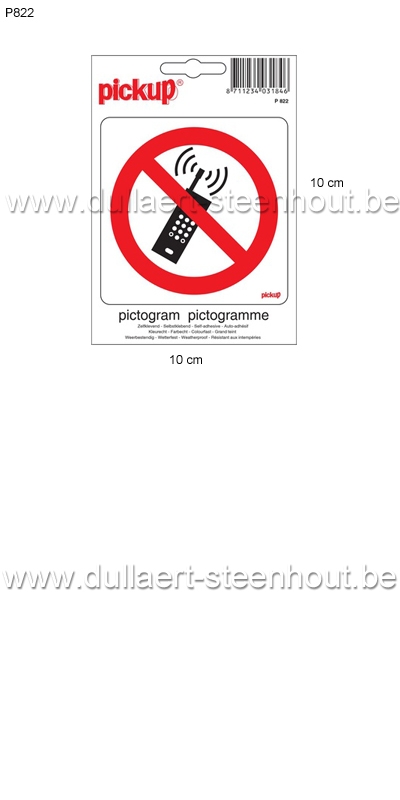 Pickup - Pictogram sticker VERBODEN TELEFOON 10x10cm - P822