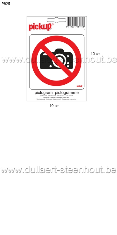 Pickup - Pictogram sticker VERBODEN TE FOTOGRAFEREN 10x10cm - P825