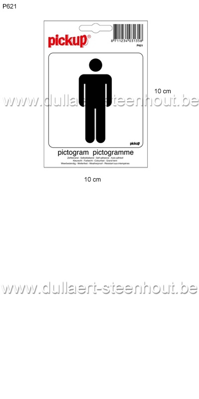 Pickup - Pictogram sticker heren toilet 10x10cm - P621